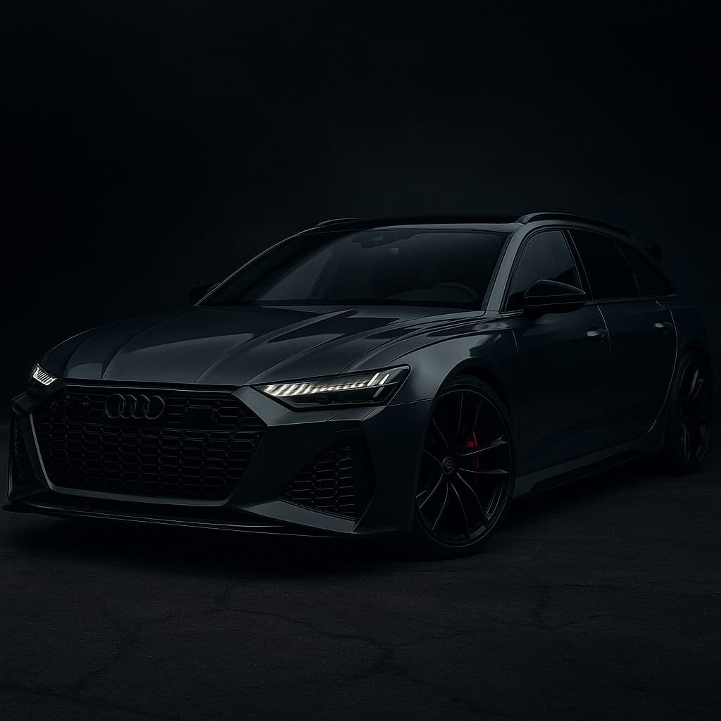 Donkere Audi RS 6 Avant in een studio
