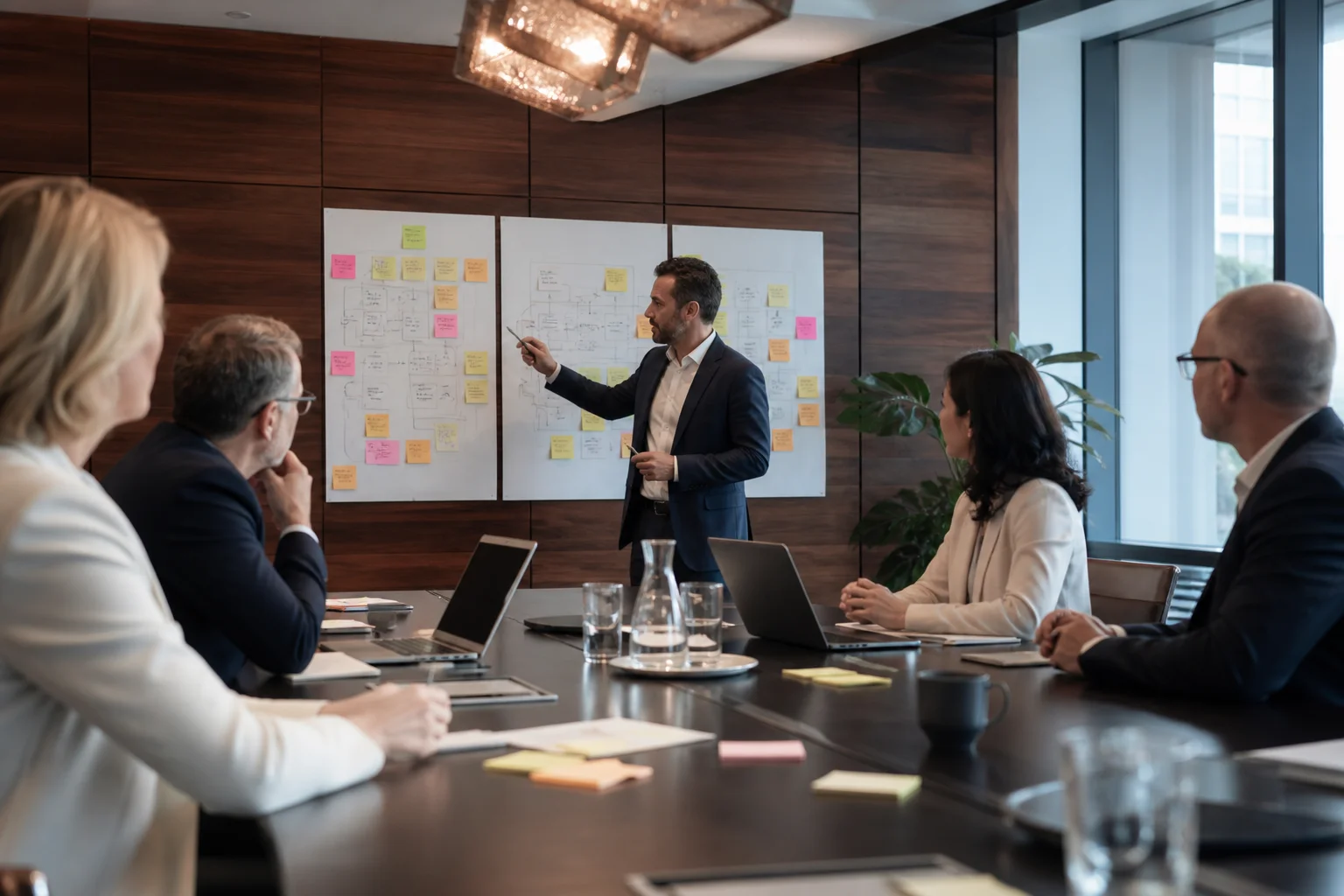 Executive workshop voor AI-strategie in een boardroom